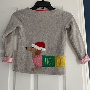 Mini Boden Christmas Dog Long Sleeve Shirt Size 6-7Y
